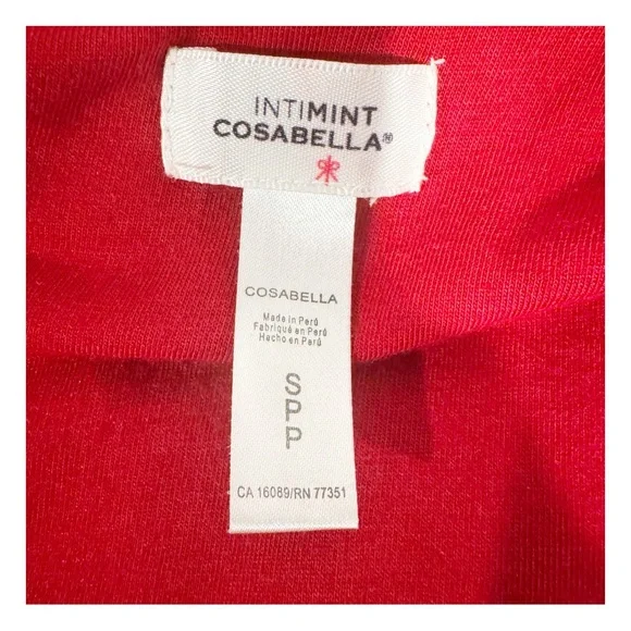 CosabellaRed Hooded Shortie Robe with Belt, Very Soft Sz. S